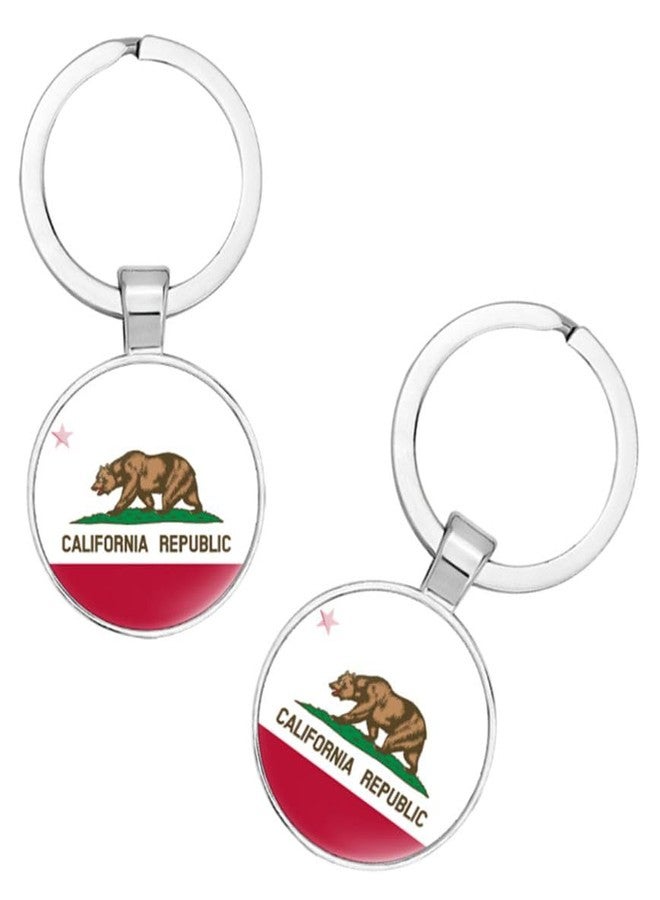 vmcoatdu California Key Chain Keyring Gift Men Women Keychain Stainless Steel and Inlaid Glass Materials - Image 4